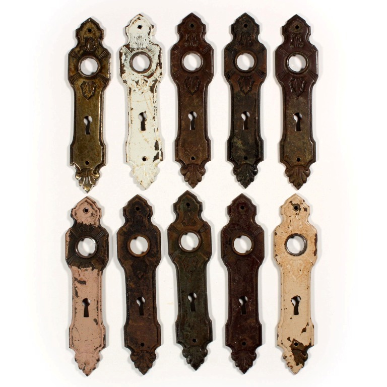Antique Art Deco Doorknob Backplates with Sunburst & Leaf Design-29728