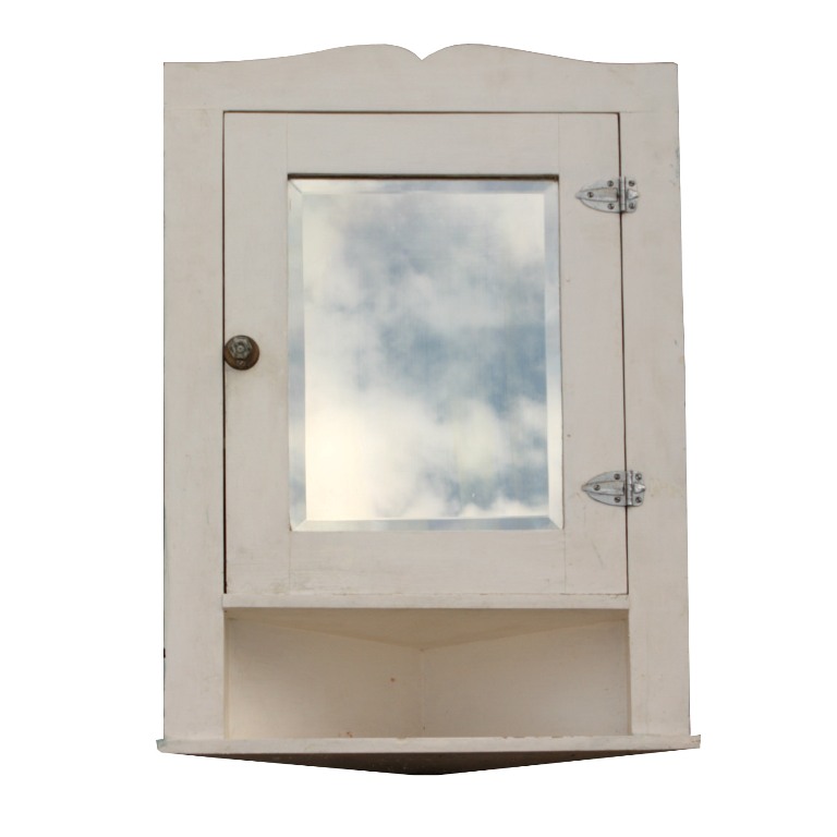 Rare Salvaged Bathroom Corner Medicine Cabinet With Beveled Mirror Rare Salvaged Bathroom Corner Medicine, Corner Medicine Cabinet With Mirror Door
