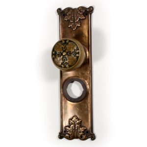 Antique Exterior "Mantua" Doorknob & Backplate, Signed Reading Hardware, Cast Bronze-0