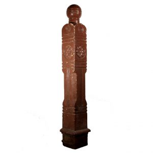 Large Antique Boxed Newel Post with Rosettes, Late 1800s-0