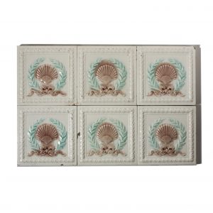 Antique Tile with Seashell Design, 6” x 6”, 19th Century-0