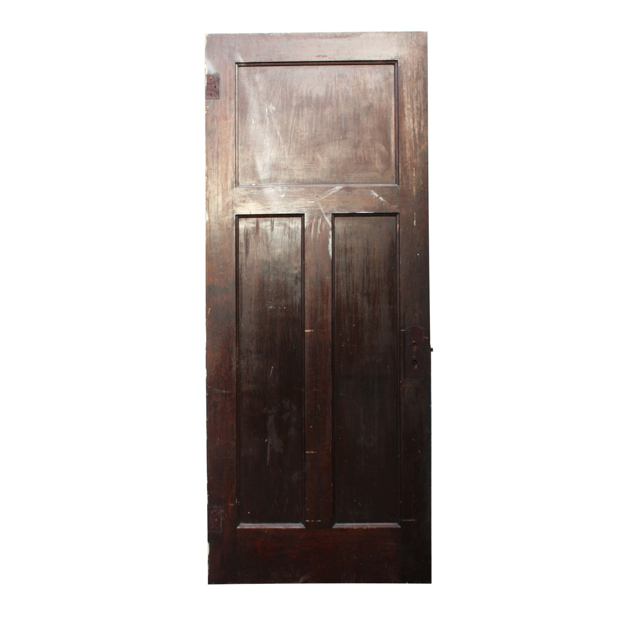 Antique Three-Panel Solid Wood Door, Stained Finish-37198