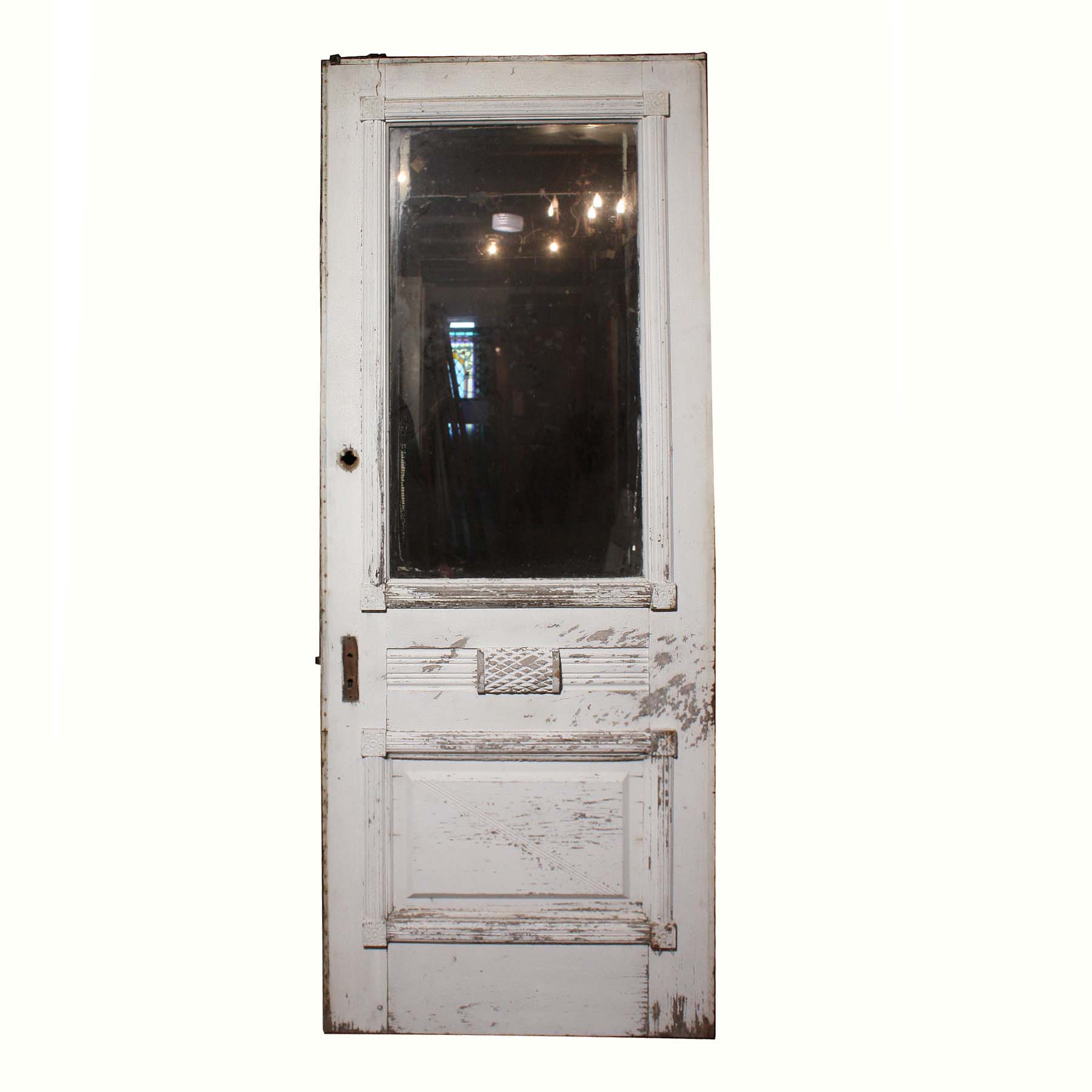 Charming Antique Eastlake Exterior 32” Door with Unusual Carved Design