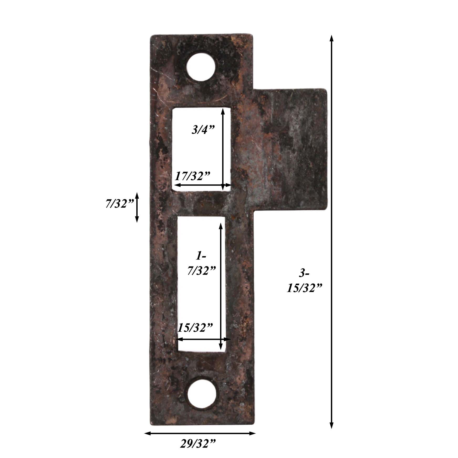 SOLD Antique Salvaged Strike Plates for Mortise Locks, 7/32” Spacing-41460