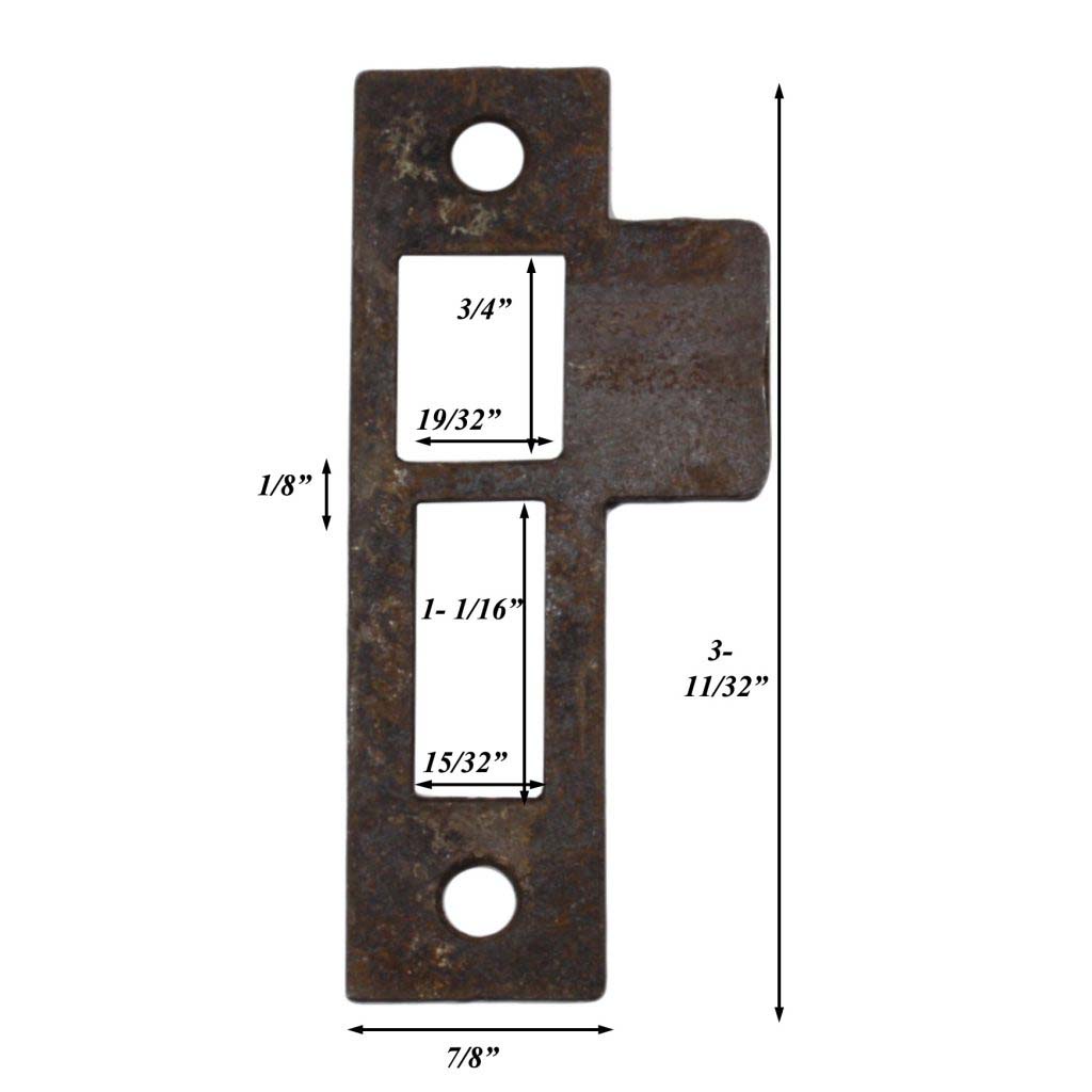 Antique Salvaged Strike Plates for Mortise Locks, 1/8” Spacing