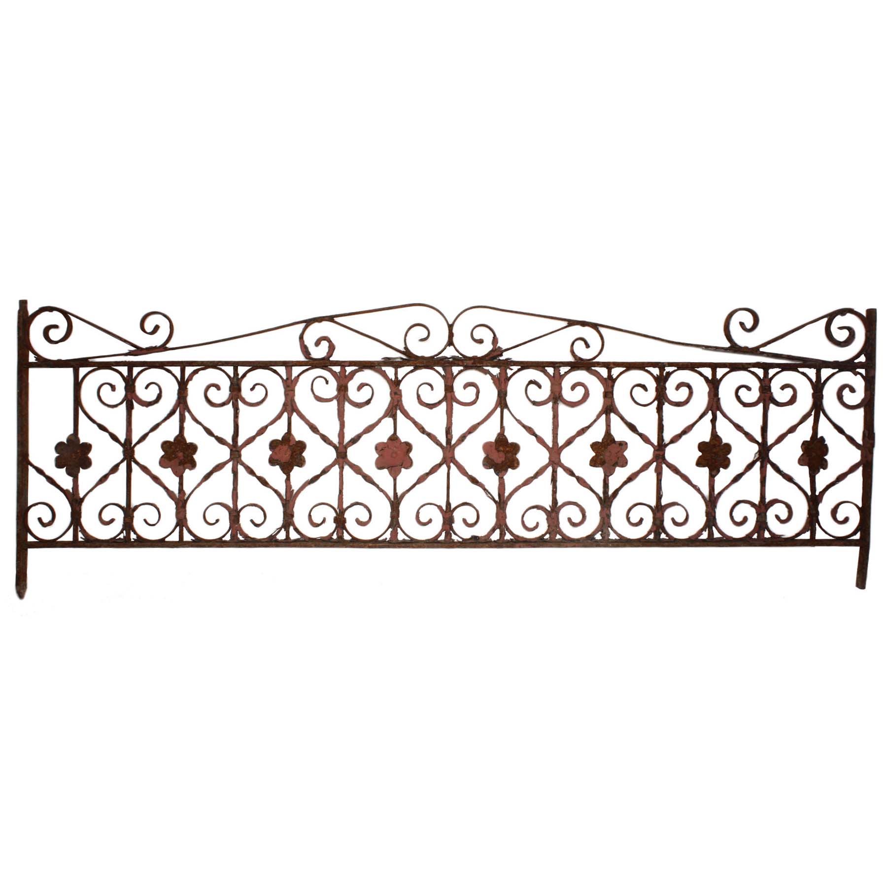 Charming Antique Long Wrought Iron Window Guard, Late 1800's