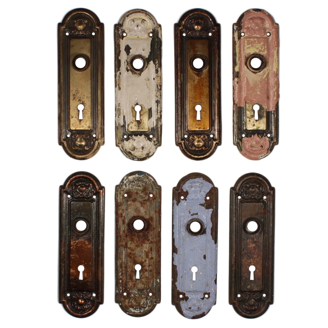 Beautiful Antique Arched Door Plates, "Crofton" by Reading Hardware, c. 1910 -38830