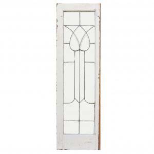 Antique American Beveled and Leaded Glass Window, Stylized Flower-0