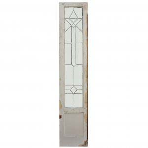 Antique American Leaded Glass Window, Geometric Detail-0
