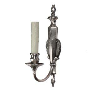 Antique Adam Style Single Arm Sconce, Silver Plate over Pewter, Signed by Maker-0
