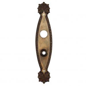 Fabulous Antique Cast Brass Entry Backplate, "Marquise" by Norwalk c. 1900-0