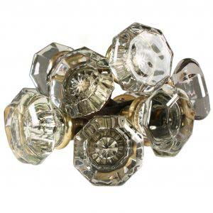 Antique Octagonal Glass Door Knob Set