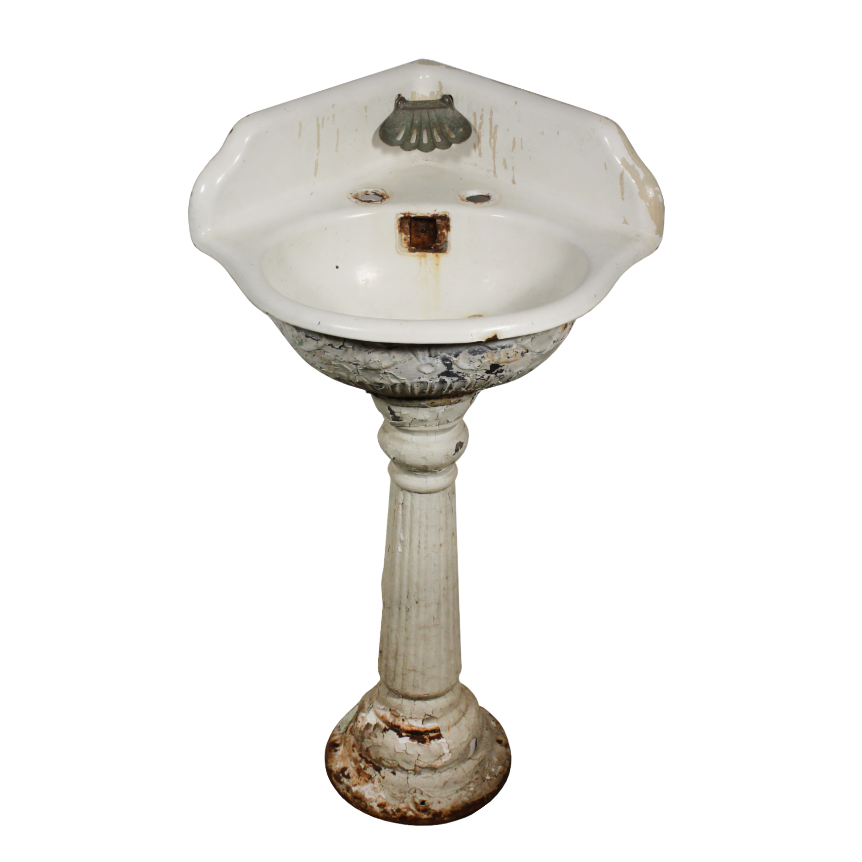 SOLD Lovely Antique Porcelain Corner Pedestal Sink, c.1910 -0