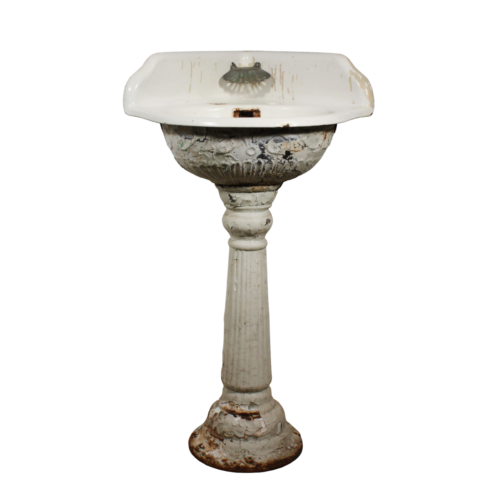 SOLD Lovely Antique Porcelain Corner Pedestal Sink, c.1910 -45106