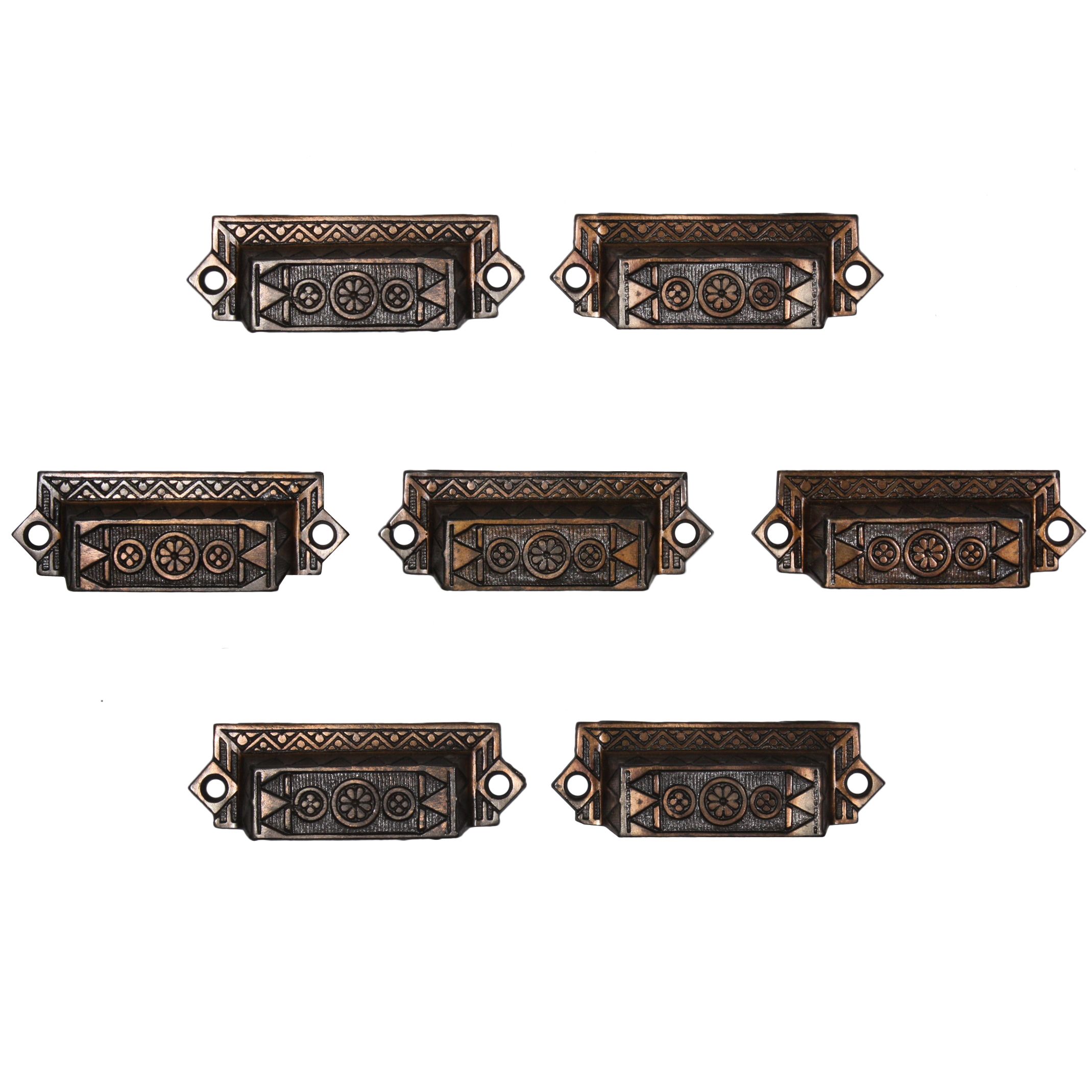 Lovely Antique Bin Pulls with Floral Design, c. 1873