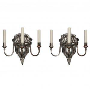 Exceptional Pair of Antique Figural Silver-Plated Sconces, Lions and Unicorns-0