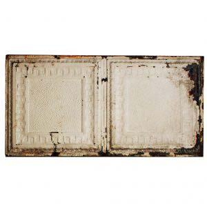 Antique 2'x4' Ceiling Tin Tiles with Greek Key Detailing, Early 1900s-0
