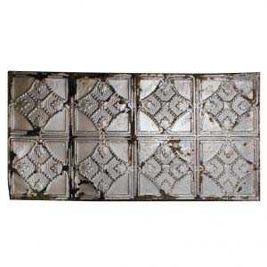 Antique 2'x4' Ceiling Tin Tiles with Leafy Design, Early 1900s-0