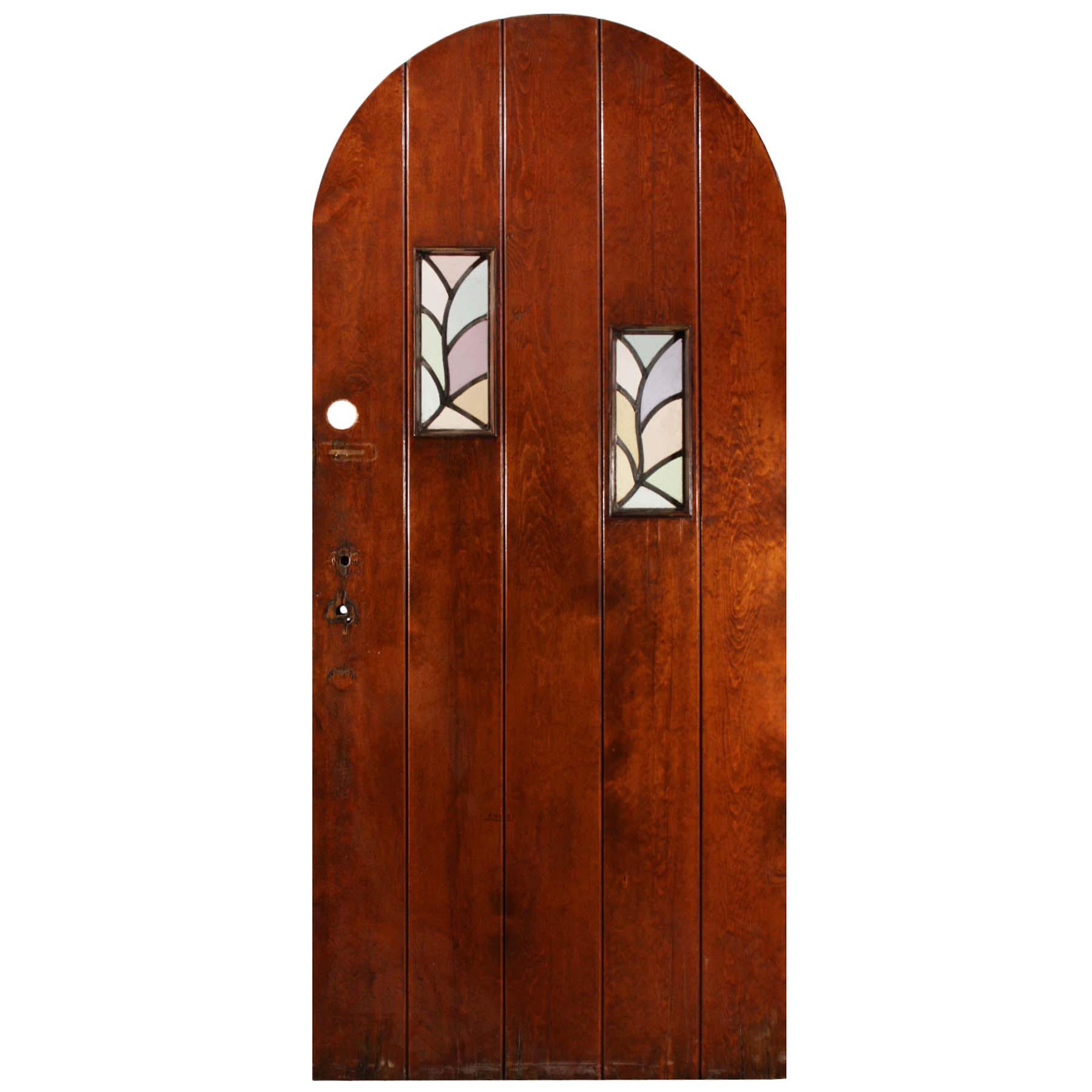 Fantastic Antique 36" Arched Door with Stained Glass
