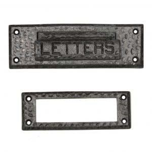 SOLD Hammered Cast Iron Letter Slot with Matching Interior Trim Piece, c. 1920s-0