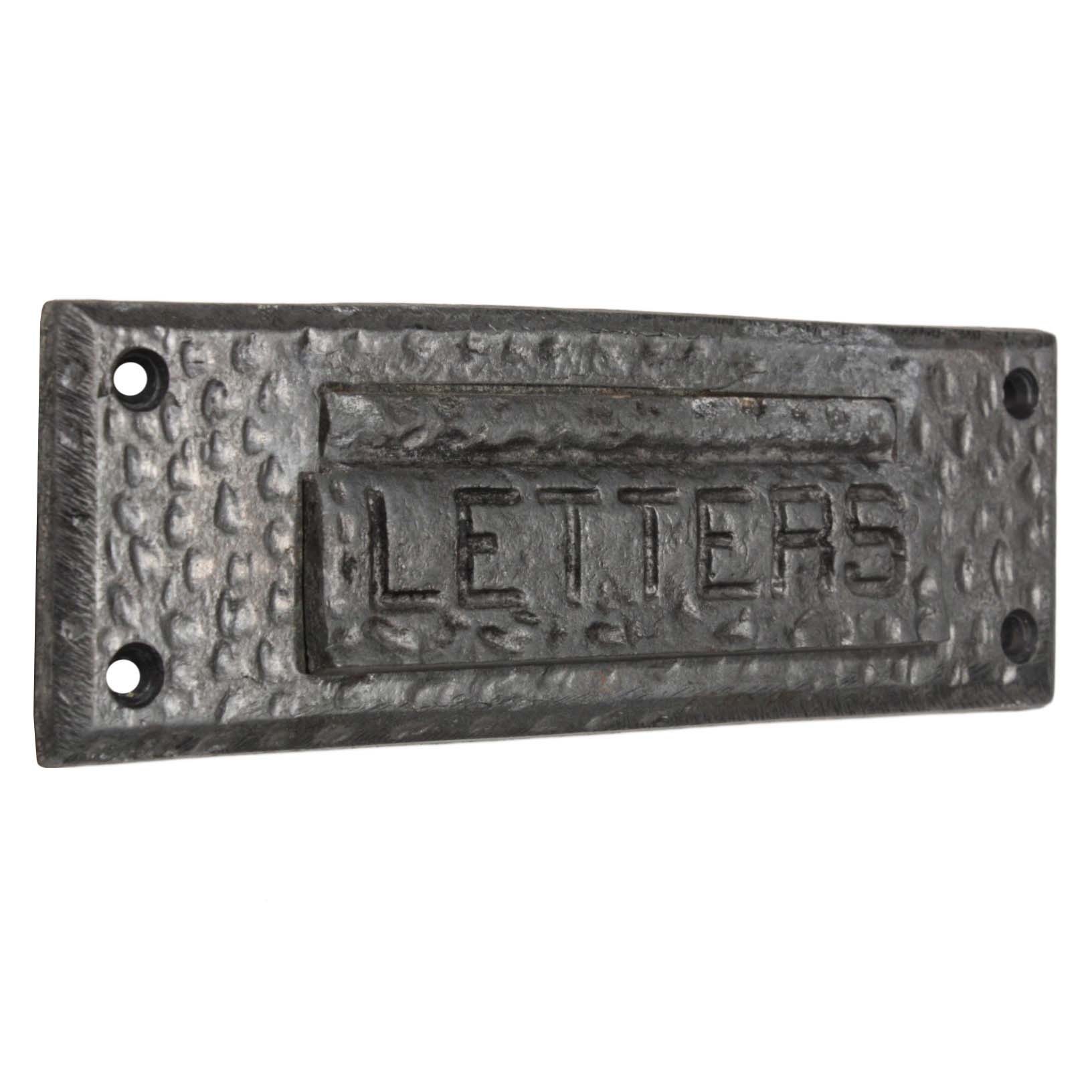 SOLD Hammered Cast Iron Letter Slot with Matching Interior Trim Piece, c. 1920s-51715