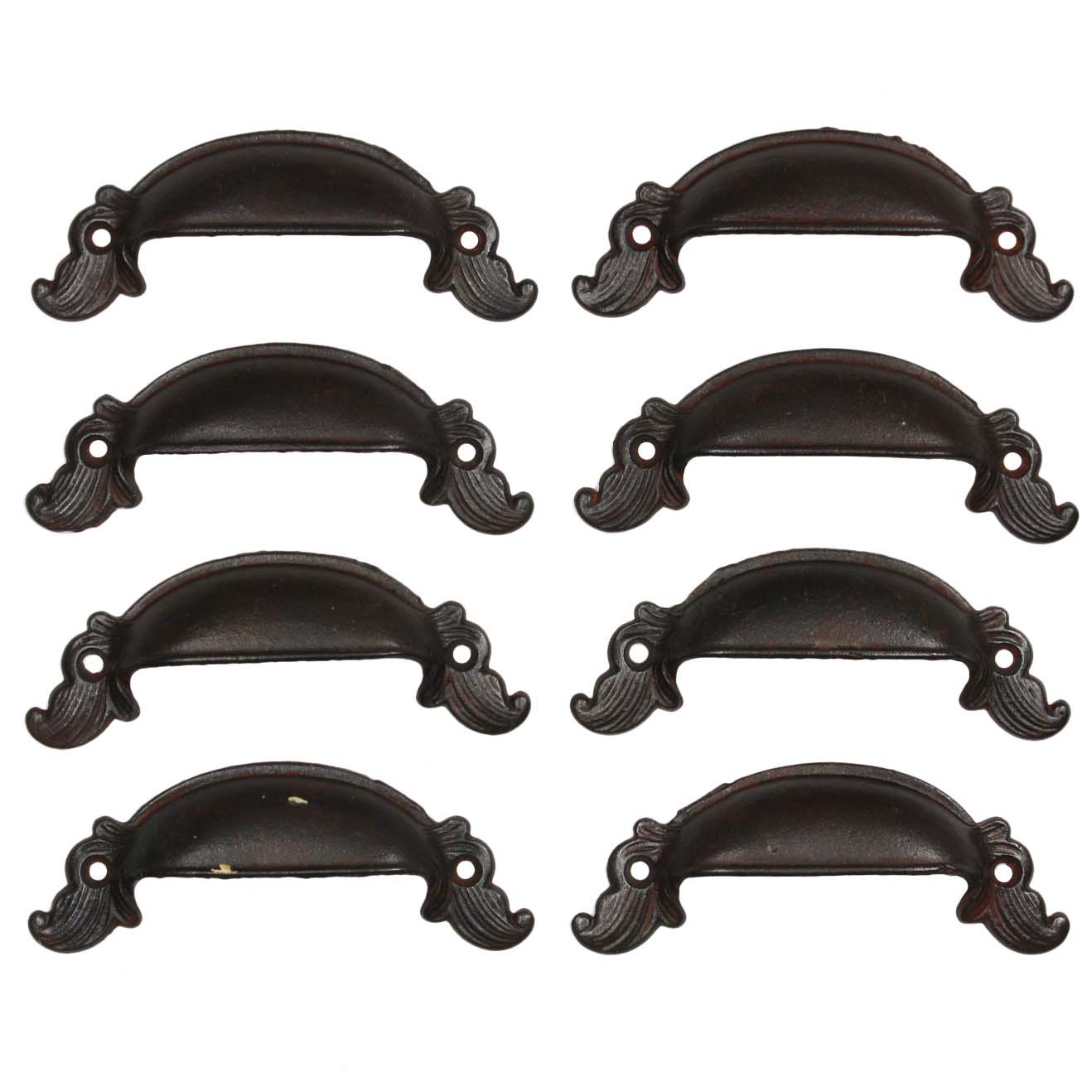 Antique Bin Pulls with Stylized Foliate Design, c.1880s