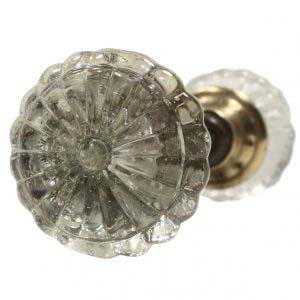 Antique Daisy Pattern Glass Door Knob Set-0
