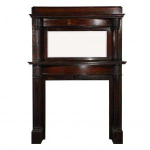 Antique Quarter Sawn Oak Fireplace Mantel with Beveled Mirror, c. 1905-0