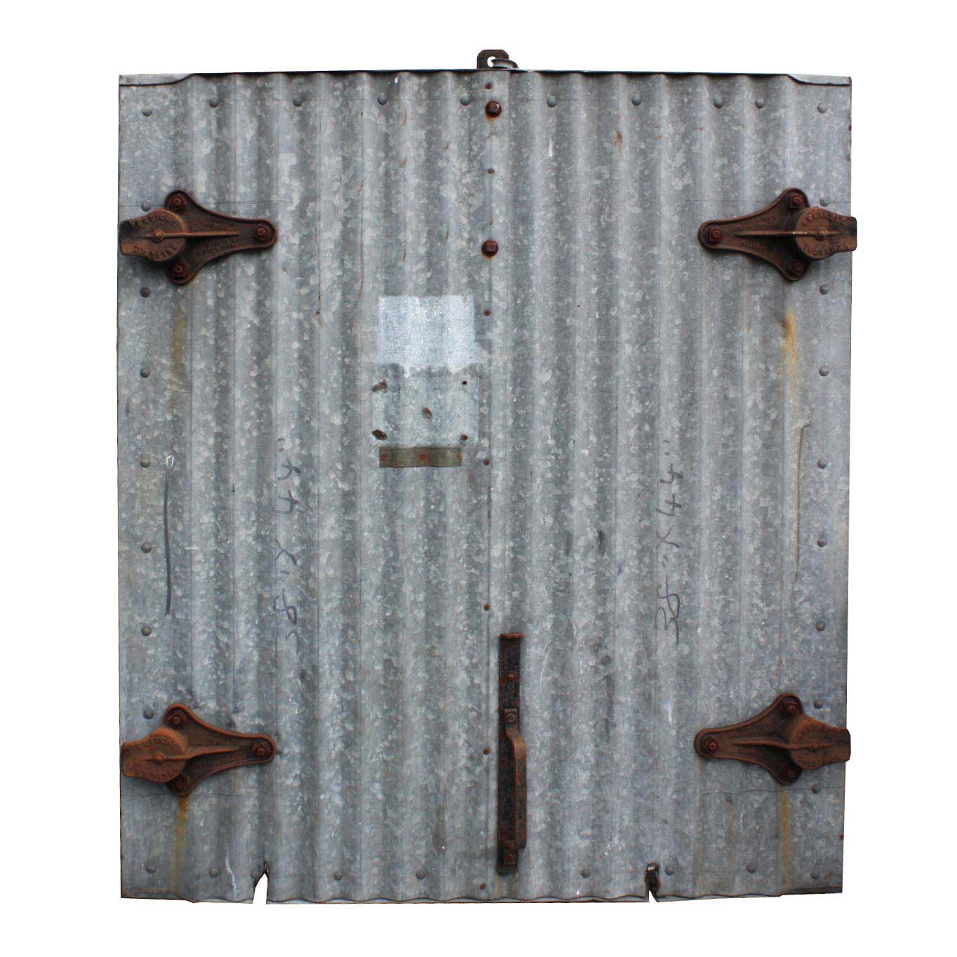 Reclaimed Antique Industrial Corrugated Fire Door for Wall Opening