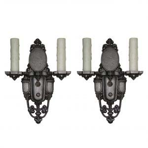 Antique Pair of Spanish Revival Sconces, Signed Riddle Co.-0