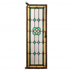 Antique American Stained Glass Window with Metal Frame front