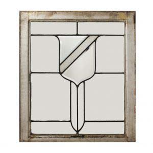 Antique Leaded and Beveled Glass Window with Shield