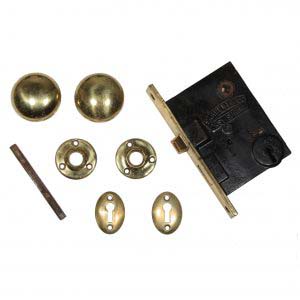Complete Antique Brass Hardware Sets with Matching Escutcheons