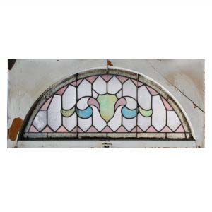 Antique Arched American Stained Glass Window -0