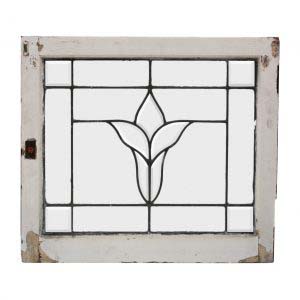 Antique American Leaded and Beveled Glass Windows, Stylized Flower-0