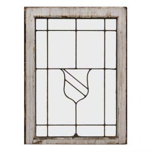 Antique American Leaded Glass Window, Shield-0