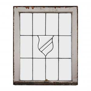 Antique American Leaded and Beveled Glass Window, Shield