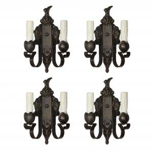Cast Iron Sconce Pairs with Artichokes, Antique Lighting-0