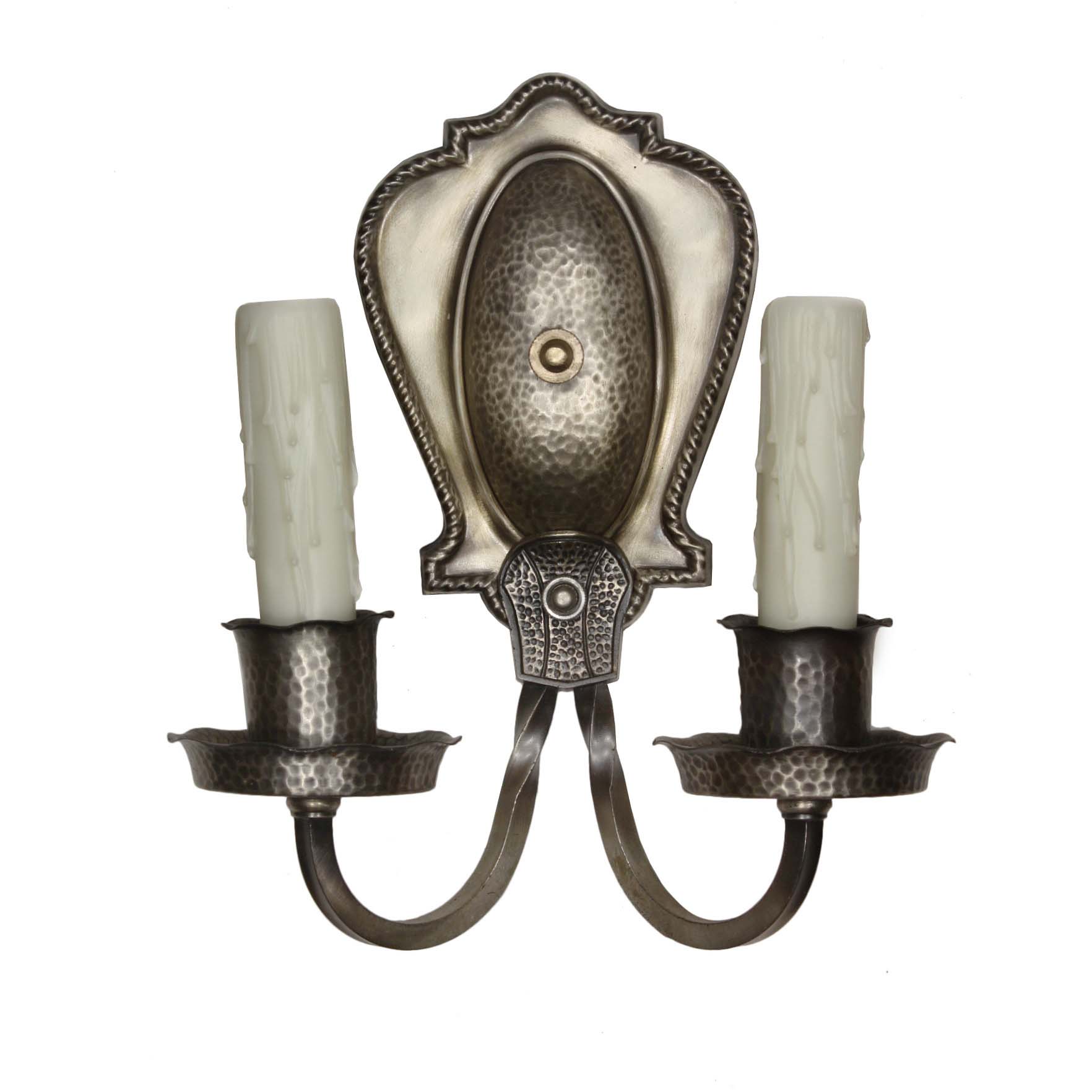 Tudor Sconce Pair in Darkened Nickel, Antique Lighting-59401