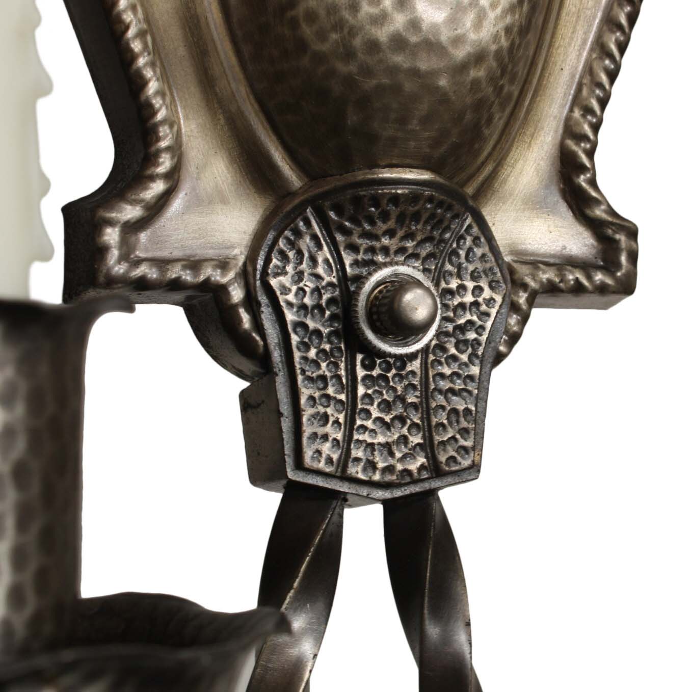 Tudor Sconce Pair in Darkened Nickel, Antique Lighting-59407