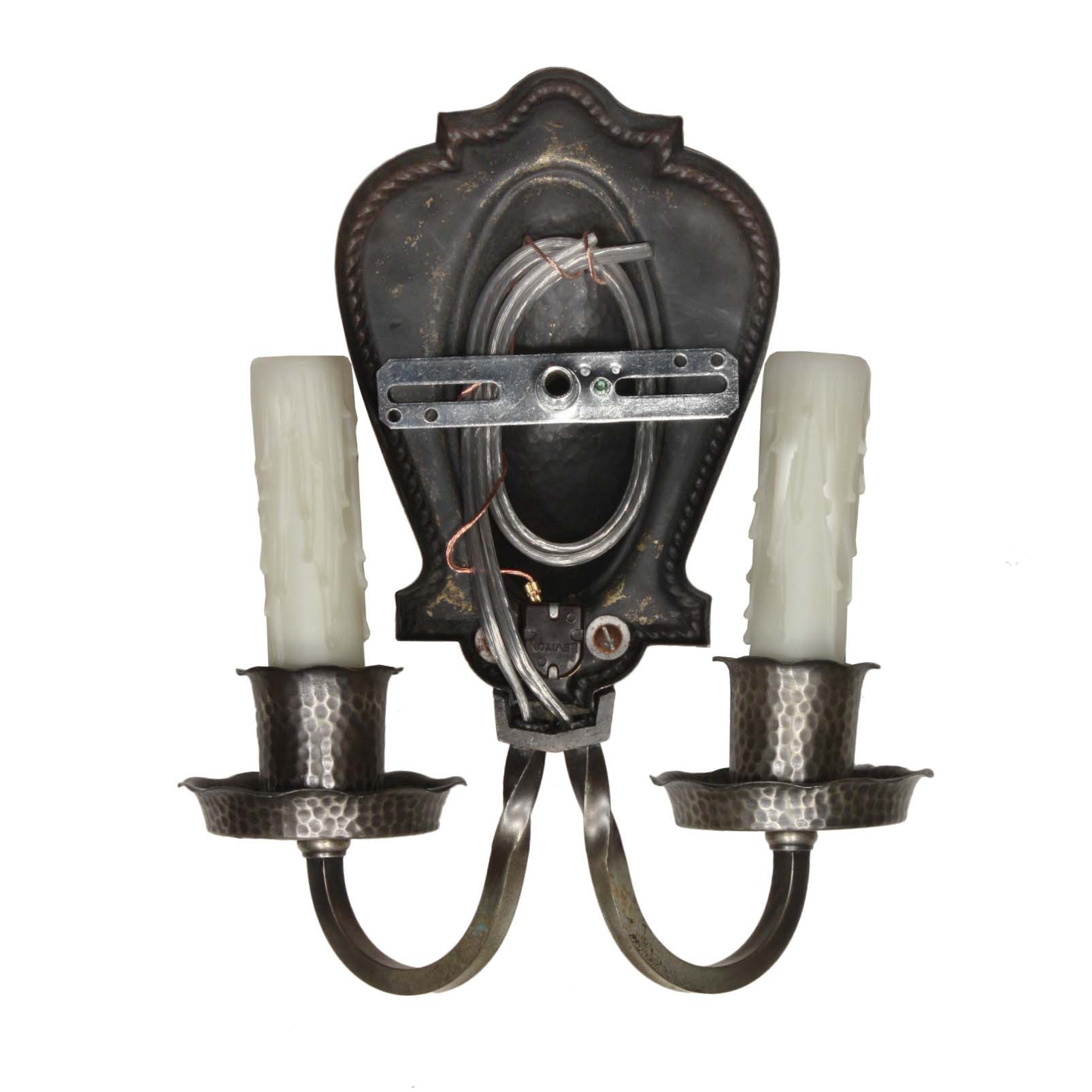 Tudor Sconce Pair in Darkened Nickel, Antique Lighting-59406