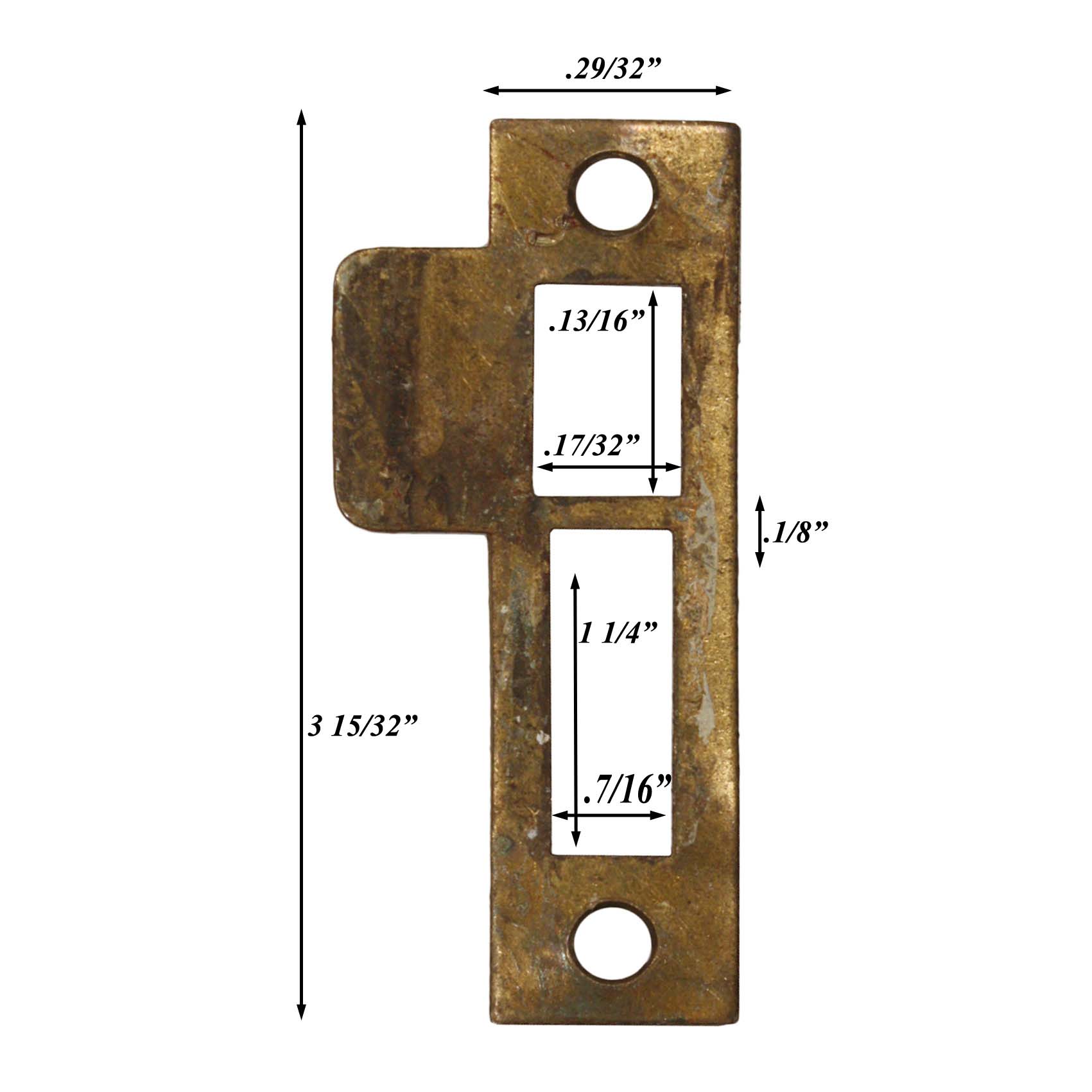 NSTP64 Antique Strike Plates for Mortise Locks 1/8” Spacing 