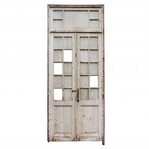 Salvaged Pair of Antique 45" Doors with Transom-0