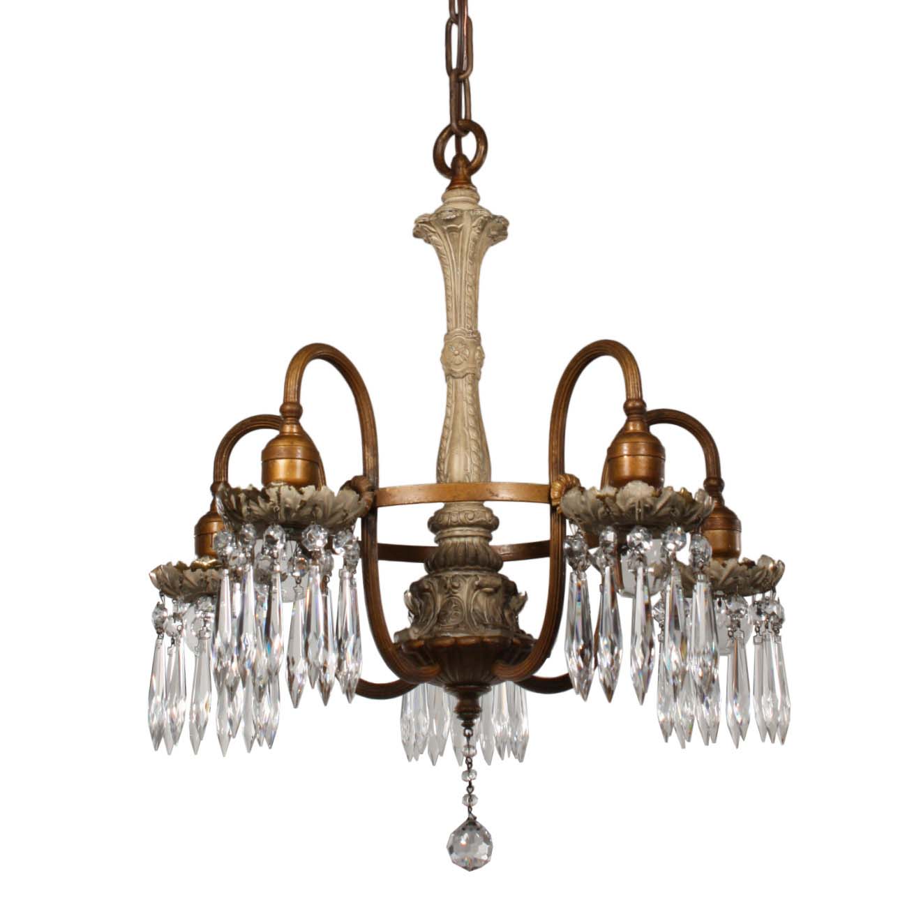 Neoclassical Chandelier with Prisms, Antique Lighting