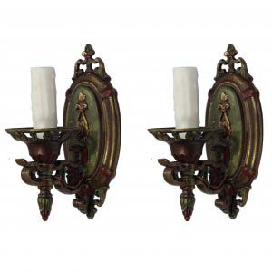 Neoclassical Bronze Sconce Pair by Lightolier, Antique Lighting-0