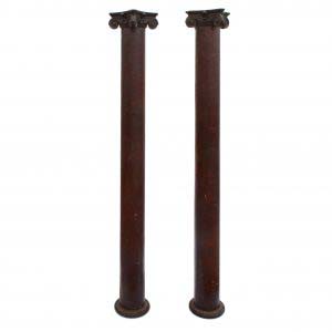 Reclaimed Pair of Antique Ionic Columns in Oak, Early 1900s-0