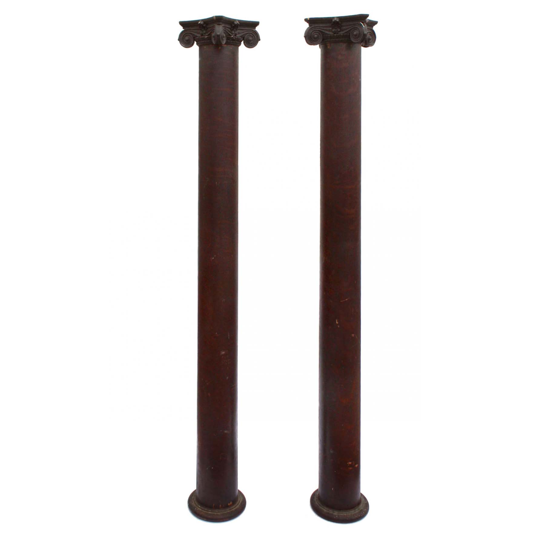 Reclaimed Pair of Antique Ionic Columns in Oak, Early 1900s-0
