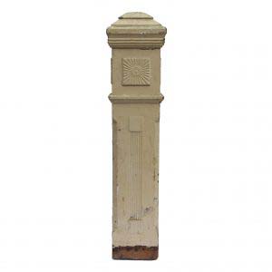 Reclaimed Antique Newel Post, Carved Sunburst Detail-0