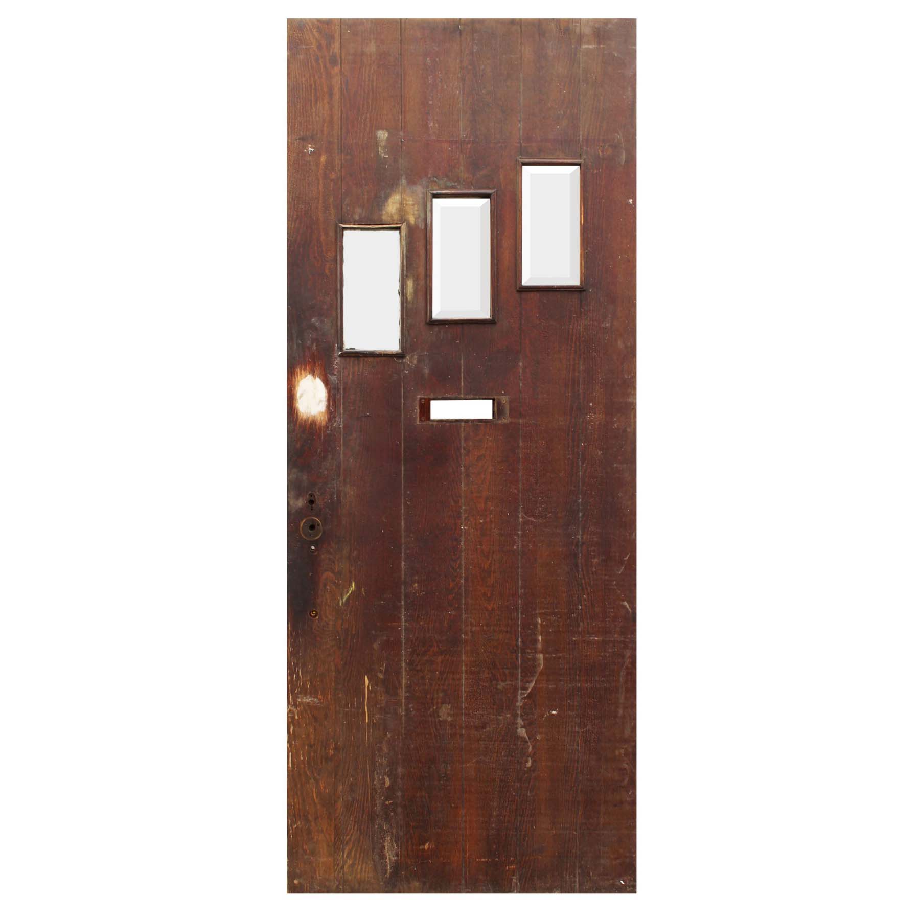 Salvaged 34” Plank Door with Beveled Glass-61564