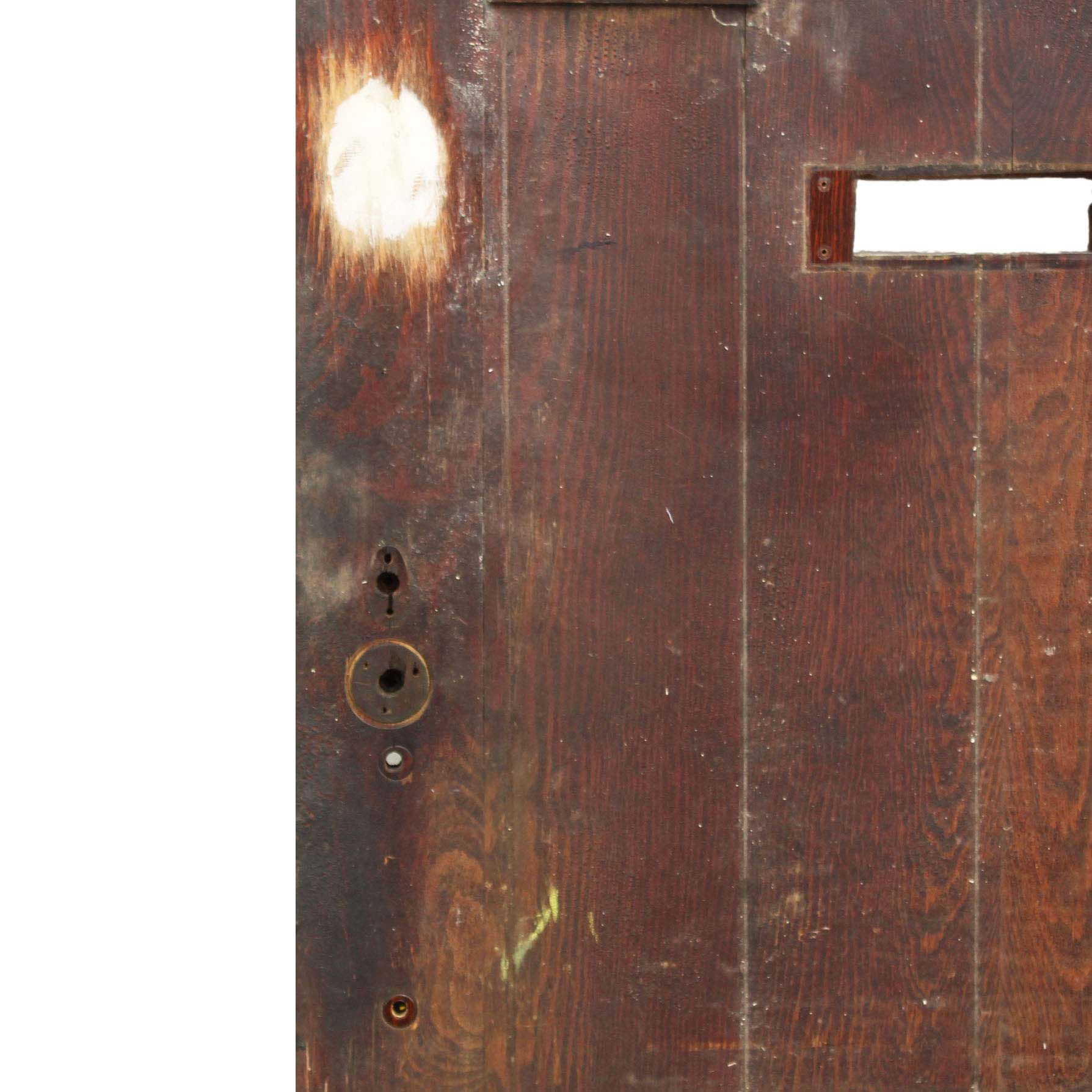 Salvaged 34” Plank Door with Beveled Glass-61565